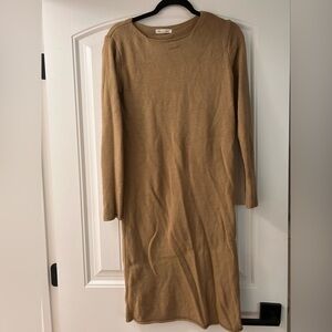 Tan Midi Sweater Dress